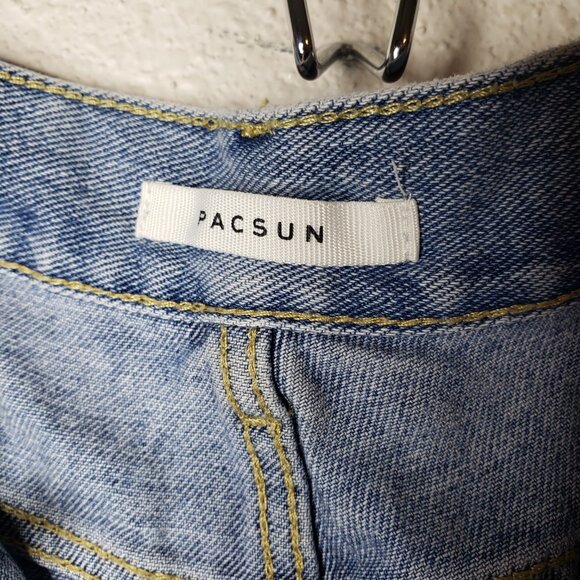 Pacsun Women's Sz 28 Distressed Highrise Straight Leg Jeans Light Wash - Picture 6 of 8